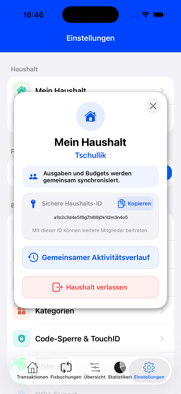 Haushalt teilen und automatisch mit der Familie synchronisieren